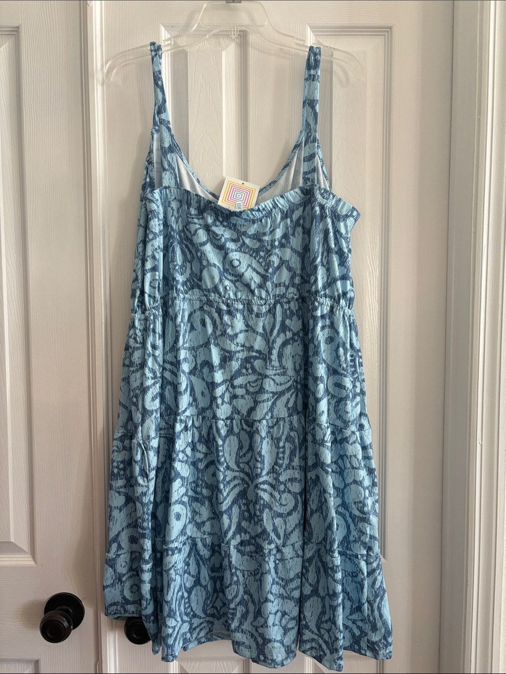LuLuRoe Amanda Blue Printed Tiered stretchy soft Sundress Womens Plus Size 2XL - Picture 5 of 5